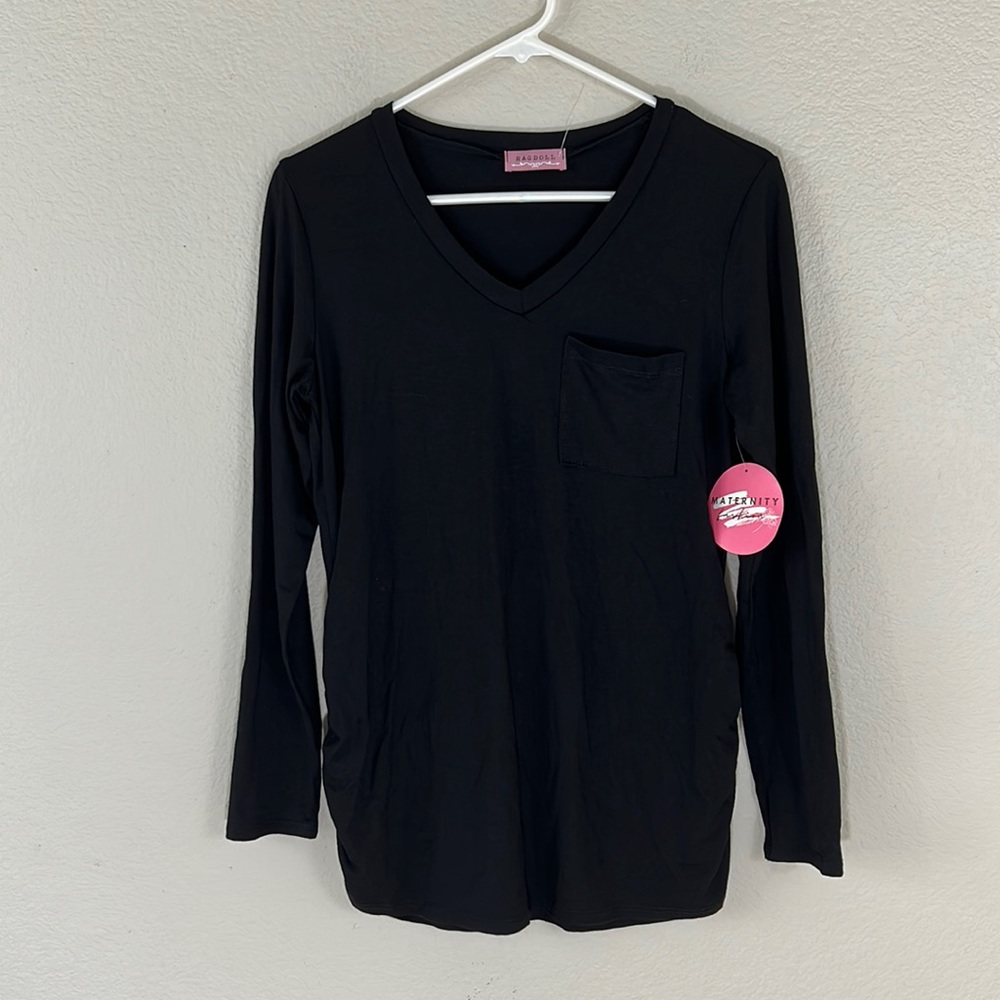 NWT RAGDOLL Maternity V Neck Long Sleeve Top